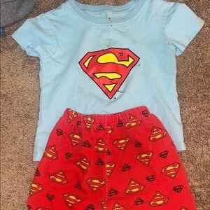 3 for $15! Boys 2t/3t Superman Logo Kids pajama set pjs T-Shirt and Shorts Set